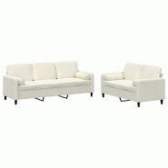 Ensemble de canapés 2 pcs avec coussins crème velours Modèle Orion Extensible - 8721012070097