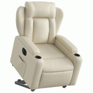 Fauteuil inclinable électrique crème similicuir Modèle Kervane - 8721012170476