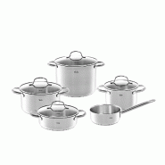 Fissler - San Francisco - Ensemble de 5 pièces (casserole + couvercle en verre 16 + 20 + 24 cm, casserole 16 cm, casserole + couvercle en verre 20 cm