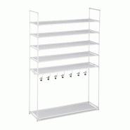 Helloshop26 - Étagère à chaussures 6 niveaux rangement couloir 153 x 99 x 30 cm montage rapide en métal gris 13_0011347 - gris métal 3000245724119