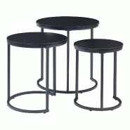 Helloshop26 - Lot de 3 tables basses gigognes noir 03_0009773 - 3000224865956