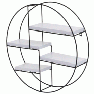 Mendler Etagère murale HWC-K76, Etagère suspendue, 4 étagères Métal massif-bois industriel 45x45x11cm ~ blanc - blanc Bois massif 98612