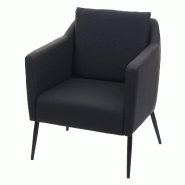 Mendler Fauteuil Lounge HWC-H93a, Fauteuil Cocktail Fauteuil Relax ~ Similicuir noir - noir matière synthétique 74708