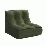 Oviala Business Fauteuil pour canapé modulable en velours 90 x 80 x 70 cm vert - vert polyester 114163