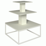 Présentoir 3 niveaux base métal blanc Vertigo blanc mat 90x90x117cm