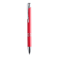 Stylo à bille en plastique - grip et clip argentés - encre bleue - couleur rouge - poids 9g Stylo à bille en plastique - grip et clip argentés - encre bleue - couleur rouge - poids 9g