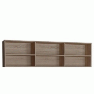 SURMEUBLE 6 NICHES DE RANGEMENTS POUR LIT ESCAMOTABLE HORIZONTAL 140 X 200 CM HAUTEUR 56 CM FINITION CHÊNE NATUREL