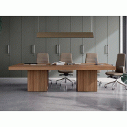 Table de réunion cossue en bois - 3 dimensions et finitions - trappe passe-câbles intégrées - Garantie 3 ans