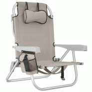TecTake GmbH tectake Chaise de plage CORAL pliable avec fonction sac à dos - beige, par pièce - 406167 - beige aluminium 406167 TecTake GmbH tectake Chaise de plage CORAL pliable avec fonction sac à dos - beige, par pièce - 406167 - beige aluminium 406167