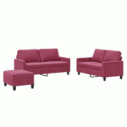 VidaXL Ensemble de canapés 3 pcs avec coussins Rouge bordeaux Velours Modèle Velvet Chic - 3201510