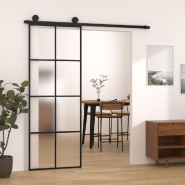 Vidaxl porte coulissante avec kit de quincaillerie 76x205 cm verre esg 3152139