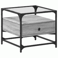 VidaXL Table basse avec dessus en verre sonoma gris 50x50x45 acier Modèle Élégance Chic - 846052