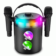 BM Sonic Enceinte PLAYKARAOKE 120W LED RVB, Bluetooth USB, 2 Micros sans fil, Effets Vocaux, Compatible TV Connectée, 2 Mini Lumières LED - 36666380