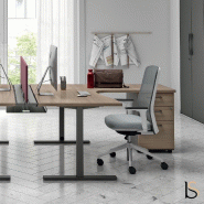 Bureau Idea Tube avec caisson - Quadrifoglio - 180, Anthracite, Orme, Droite, 3 tiroirs_0