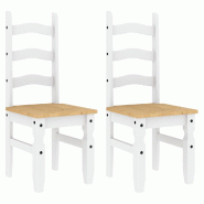 Chaises à manger lot de 2 Corona blanc bois massif de pin Modèle Orion Urbain - 4005725
