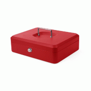Coffre à monnaie rouge avec serrure - 33x23,5x9cm - 2 clés - acier verni