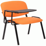 Décoshop26 - Chaise visiteur zone d'attente avec une petite table rabattable en tissu orange piètement à 4 pieds en métal 10_0002769 - métal 3000