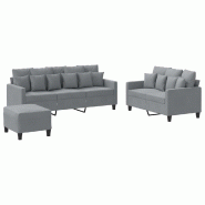 Ensemble de canapés 3 pcs avec coussins Gris clair Tissu Modèle AbriVallée 58 - 8721012066397