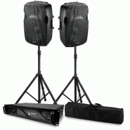 Ibiza Sound Pack Sonorisation Enceintes Ibiza XTK12 -12"/30cm - 2x500W avec Amplificateur BM SONIC BMS-2000W - Support PIEDS +BAG et Câbles - 3666638