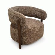 Now's Home - Fauteuil arrondi tissu doux effet fourrure latte77x71.5x70cm noubia - 3256390255491