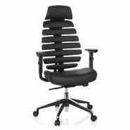 Siège de bureau / siège tournant ERGO LINE PRO II en cuir noir hjh OFFICE - noir cuir 714560