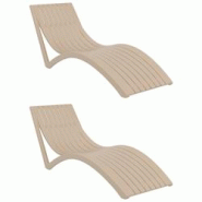 SIESTA EXCLUSIVE Pack de 2 Chaises Longues Slim Taupe - beige plastique polypropylène SP-SI-087TP SIESTA EXCLUSIVE Pack de 2 Chaises Longues Slim Taupe - beige plastique polypropylène SP-SI-087TP