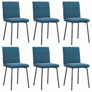 VidaXL Chaises à manger lot de 6 bleu velours Modèle Velvet Plus - 3315624