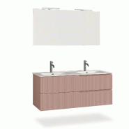 AQA Design Composition de salle de bain avec baignoire double en MDF 5 pièces VENERE rose poudre L.121 P.46,5 H.190 MPVE40-CIP - rose Bois manufactur