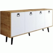 Buffet 4 portes en aggloméré Mirza Modern blanc et chêne Hanah Home - 8684284023829 Buffet 4 portes en aggloméré Mirza Modern blanc et chêne Hanah Home - 8684284023829