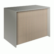 Comptoir gris alu et Vertigo T01 MDF naturel et gris alu avec tiroir 120x70x90cm