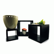 Cubes de pésentation bois noir 13/18/23cm - lot de 3