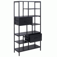 Décoshop26 - Bibliothèque industrielle avec tiroirs étagère sur pied 150x81x33 cm en MDF et métal noir 04_0008784 - 3000267143400