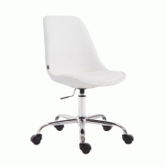 Décoshop26 - Chaise de bureau tabouret de travail sur roulettes hauteur réglable en PVC blanc et métal chromé 10_0002679 - blanc métal 3000251156515 Décoshop26 - Chaise de bureau tabouret de travail sur roulettes hauteur réglable en PVC blanc et métal chromé 10_0002679 - blanc métal 3000251156515