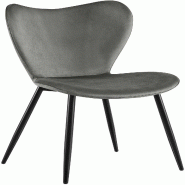 Décoshop26 - Chaise de salle à manger x1 dossier forme arrondie en papillon en velours gris foncé cadre à quatre pieds en métal 10_0007520 - gris Décoshop26 - Chaise de salle à manger x1 dossier forme arrondie en papillon en velours gris foncé cadre à quatre pieds en métal 10_0007520 - gris