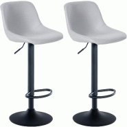 Décoshop26 - Lot de 2 tabourets de bar rotation à 360°en PVC gris pieds en trompette métal noir 10_0006599 - gris métal 3000265657046