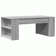 Décoshop26 - Table basse avec étagères 102 x 55 x 42 cm bois d'ingénierie gris DEC039996 - gris Bois massif 3000264700118
