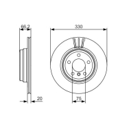 Disque de frein Bosch 0986479622 - boîte de 2 disques ventilés - côté arrière - 5 trous - épaisseur 20 mm Disque de frein Bosch 0986479622 - boîte de 2 disques ventilés - côté arrière - 5 trous - épaisseur 20 mm