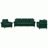 Ensemble de canapés 3 pcs avec coussins vert foncé velours Modèle Harnelis - 8721012071599