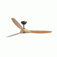 Faro barcelona Ventilateur de plafond acier marron, pales en bois, moteur DC silencieux, lumière intégrée, 5 vitesses, télécommande, pour 17,6–