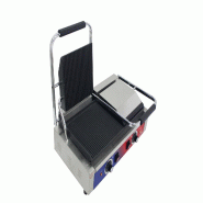 GASFRIT Gril de contact électrique professionnel avec thermostat, extérieur en acier inoxydable et plaques en fonte, 210 x 565 x 370 mm - inox GF016G