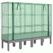 Helloshop26 - Jardinière bac lit surélevé plantes fleurs terrasse jardin surélevée avec housse aspect rotin 160 x 40 x 140 cm gris 02_0038759 - g