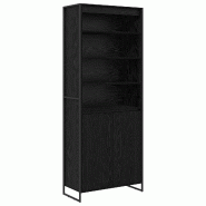 Helloshop26 - Lot de 2 armoires hautes rectangles modernes salon rangement pratique 79 x 36 x 200 cm en bois d'ingénierie chêne noir 02_0056103 - no