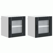Helloshop26 - Lot de 2 armoires murales de cuisine modernes rangement pratique 40 x 31 x 40 cm en bois d'ingénierie noir 02_0053866 - noir Bois massi