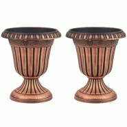 Helloshop26 - Lot de 2 jardinières urnes vintage 41 x 46,5 cm assemblage simple décoratives en PP bronze 20_0012469 - 3000227240521