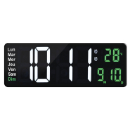 Horloge - Calendrier LED - Date - 4 chiffres 10 cm - Chronomètre - 1124AC