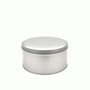 Lot de 24 boîtes rondes alimentaires en fer blanc verni, diamètre 14 cm hauteur 7 cm - gris métal FERON14