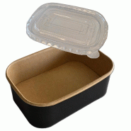 NOVABOWL Combo Saladier Pokebowl Rectangulaire Noir 173x121x51mm 500ml   - Spécial Plat Froid & Anti-buée - Ingraissable - Lot de 900 - noir en cart