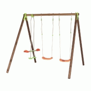 Portique yuko bois/métal 2,30 m - 2 balançoires + 1 face à face - 4 enfants Portique yuko bois/métal 2,30 m - 2 balançoires + 1 face à face - 4 enfants