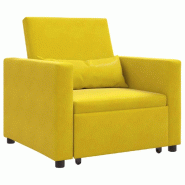 VidaXL Canapé-lit escamotable simple Jaune 90 x 165 x 87 cm Velours Modèle Yermelia - 8721158862112
