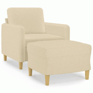 VidaXL Fauteuil avec repose-pied Crème 60 cm Tissu Modèle Orion Master Élite - 3201186